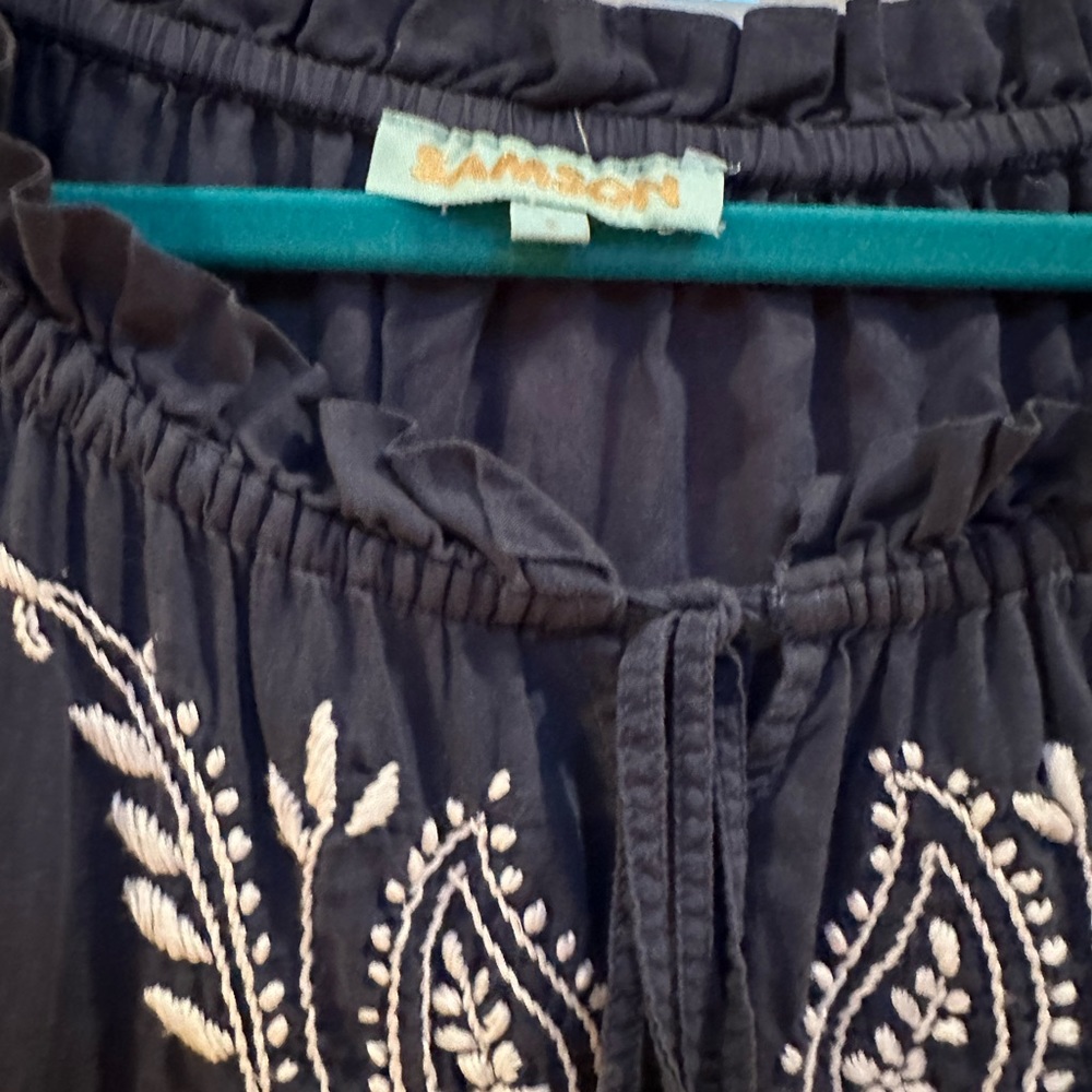 blue embroidered dress